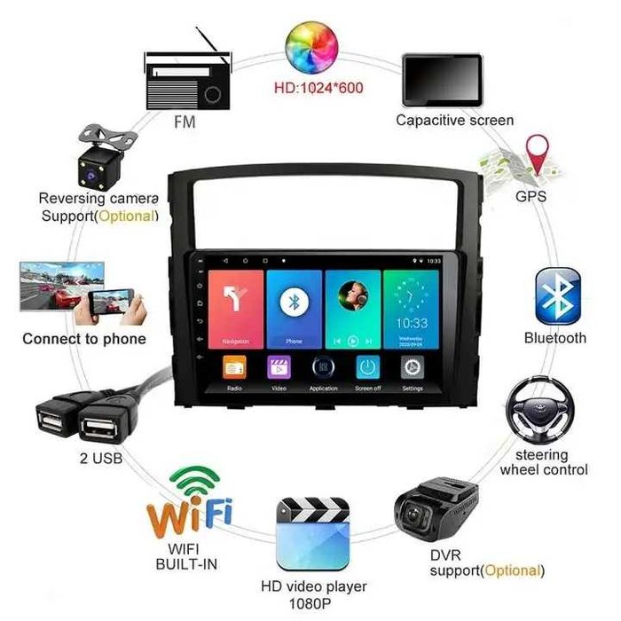 Мултимедия за Mitsubishi Pajero Двоен дин Навигация Android плеър 2DIN