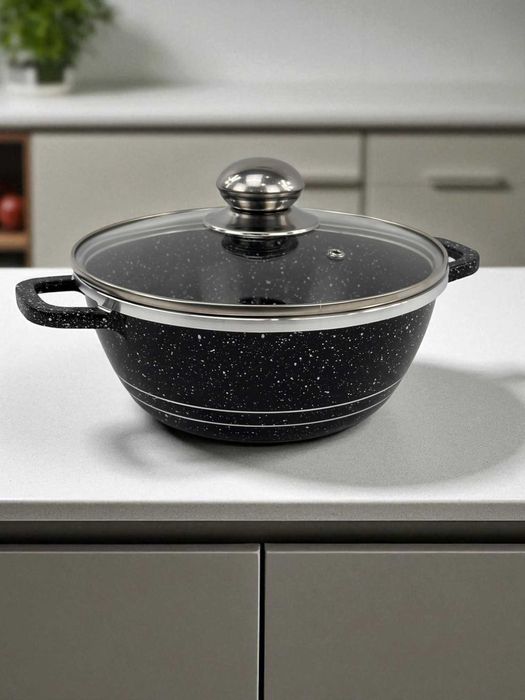 Набор кухонной посуды, антипригарные казаны со стеклянной крышкой