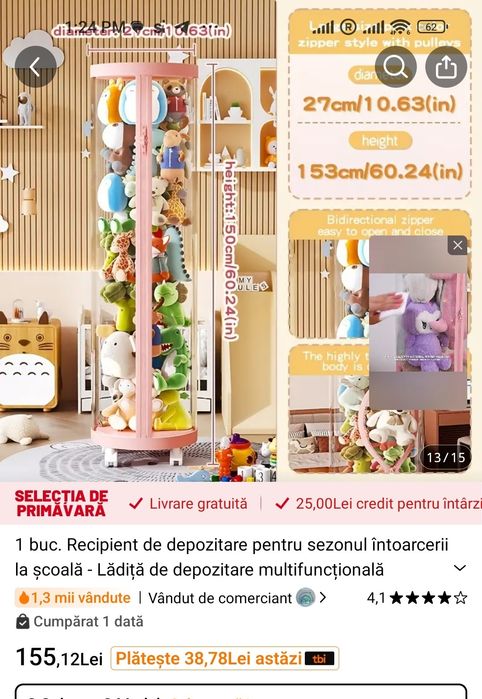 Depozitar pentru jucarii de plus