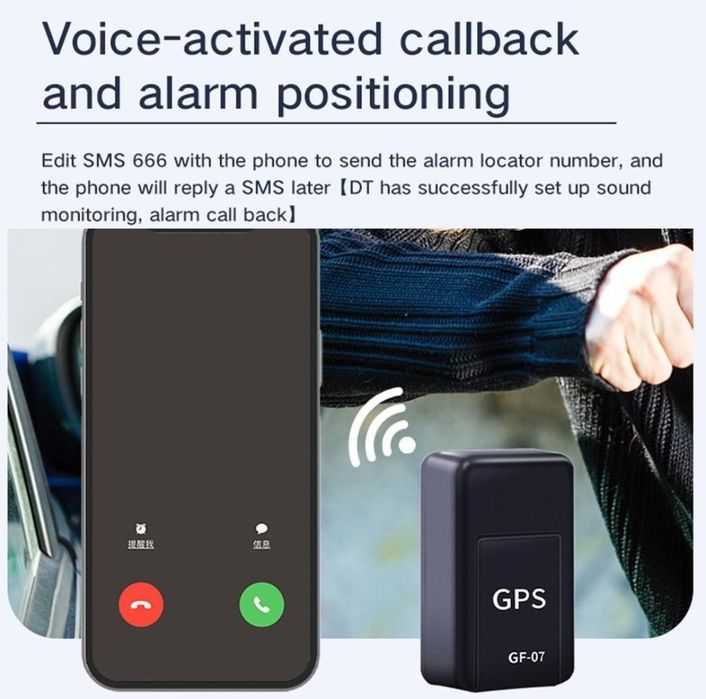 Gps Tracker GF07 localizare și ascultare prin SIM GSM