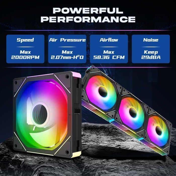 Ventilator Cooler PC J.L. Interstellar V1 120mm Reverse,DaisyChainARGB