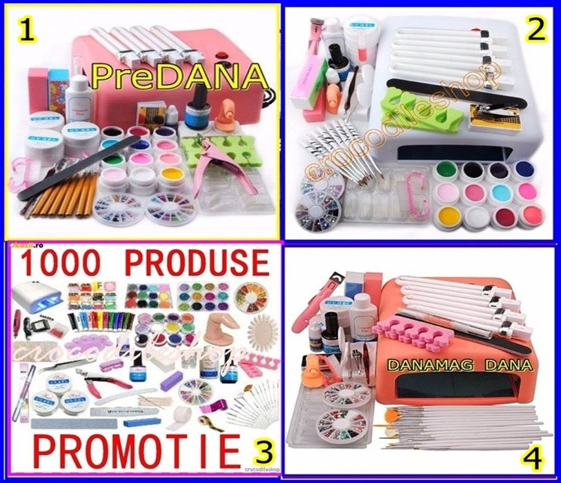 Kit unghii false gel 12 geluri color set manichiura Lampa LED uv freza