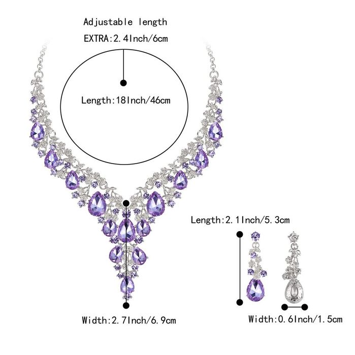 Set colier nunta / petrecere cu cercei, culoare violet