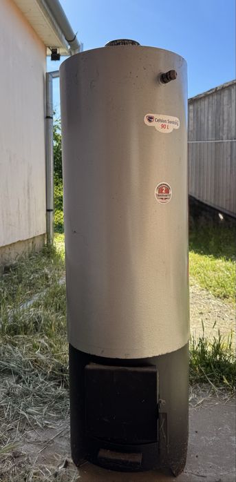 Boiler pe lemne cu focar Celsius, 90l, otel, negru-argintiu