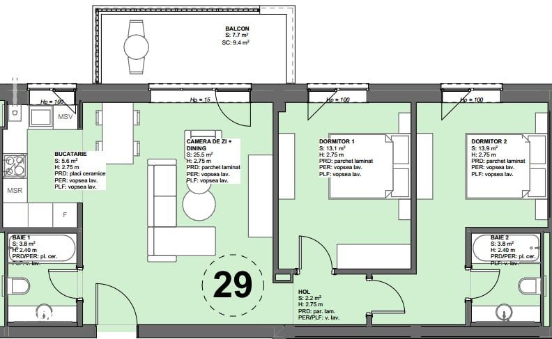 Apartament 3 camere Pipera, nou, centrală proprie