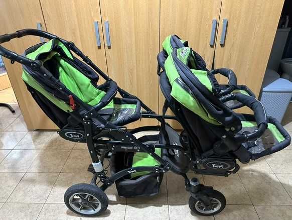 Carucior 3 in 1 pentru tripleti BabyActive Trippy Verde Deschis