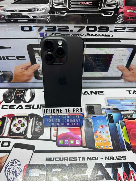 Iphone 15 PRO / 128 GB / 100% BAT - 17 cicluri / CreativAmanet