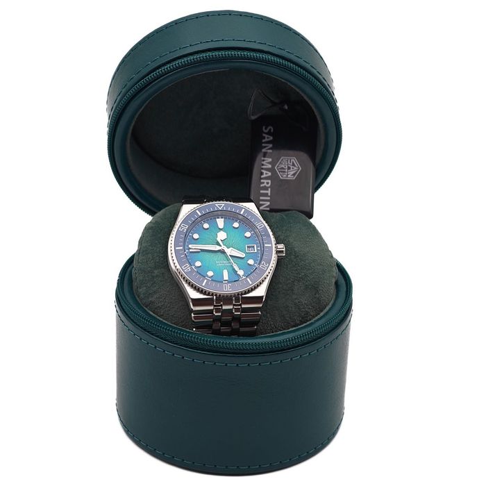 San Martin SN0148-GB Integrated Bracelet Blue Dial