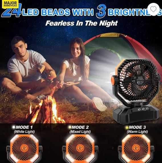 Ventilator Portabil Camping cu LED - incarcare telefon 20000mAh - Nou !
