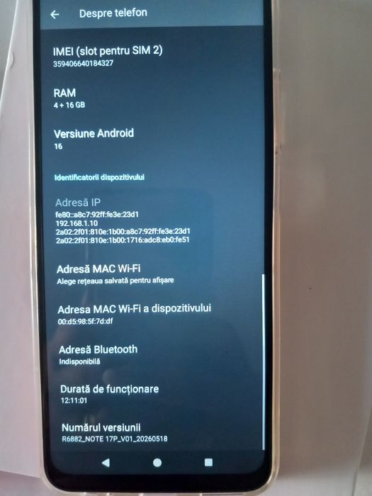 Telefon Invens Note 17P – 64GB RAM (4+16GB) – Portocaliu / Sigilat/Impecabil