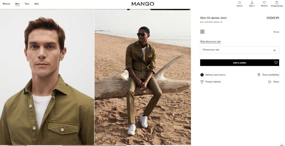 Camasa Denim Blugi Slim-Fit din bumbac marca MANGO