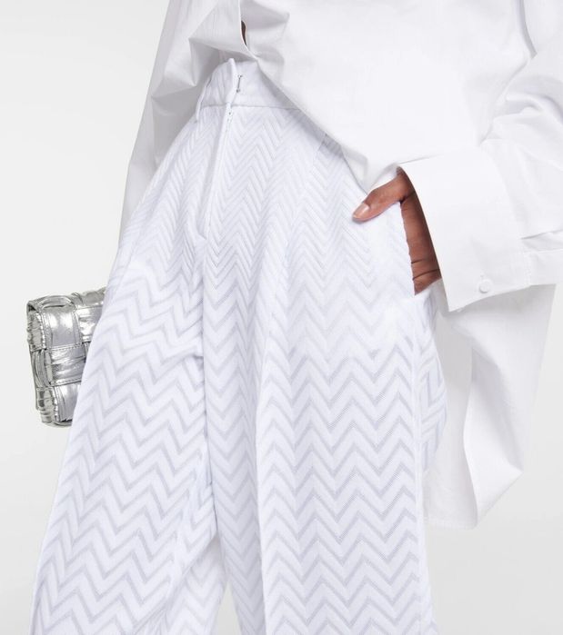 Бял панталон Missoni XS/S прав широк крачол ръб висока талия елегантен