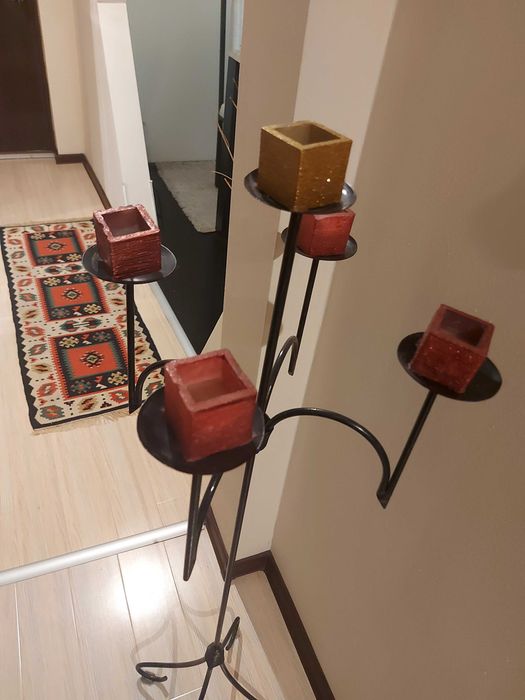 Suport 5 lumanari din fier forjat  1200mm