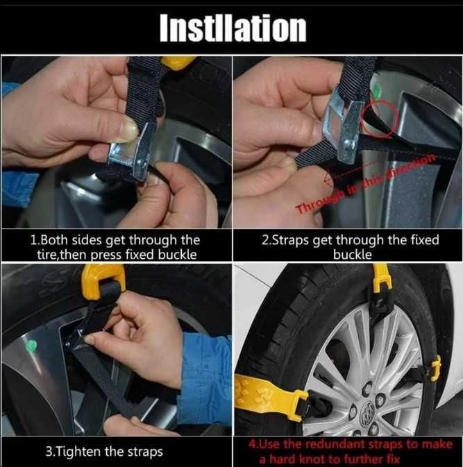 Пластмасови вериги за сняг PVC за 14", 15", 16", 17", 18" -За две гуми