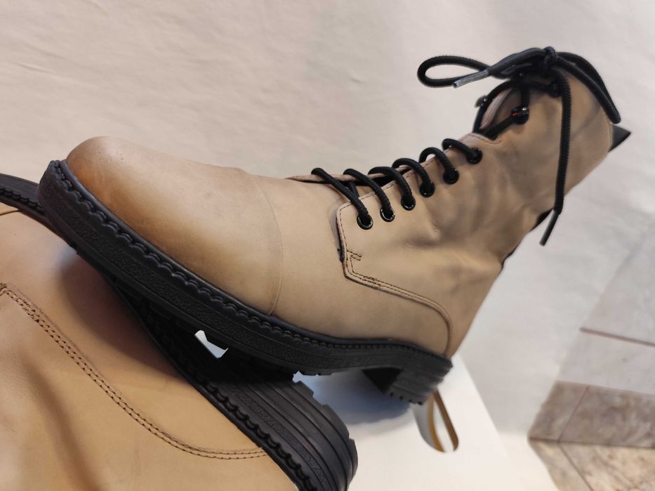 Ghete lace up cap toe 39.5 40 POELMAN piele naturala moale nappa