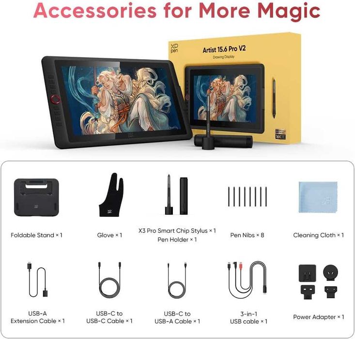 Tableta grafica XP-PEN Artist 15.6 Pro V2, 16K X3 ProSmart 1920 x 1080