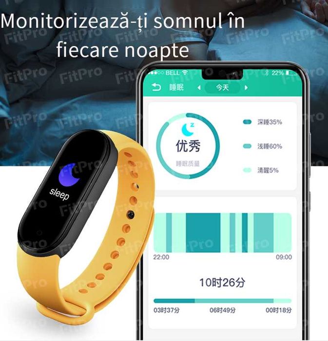 Bratara fitness M7, IP67, neagra, Smart Band