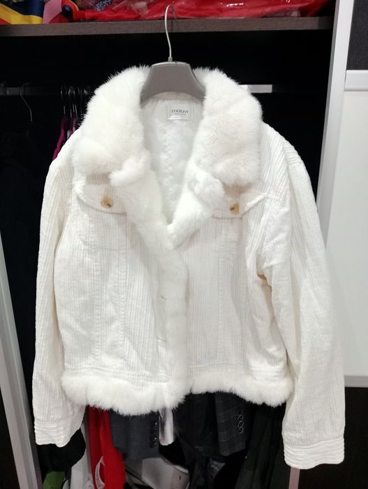 Sacou alb cu blăniță