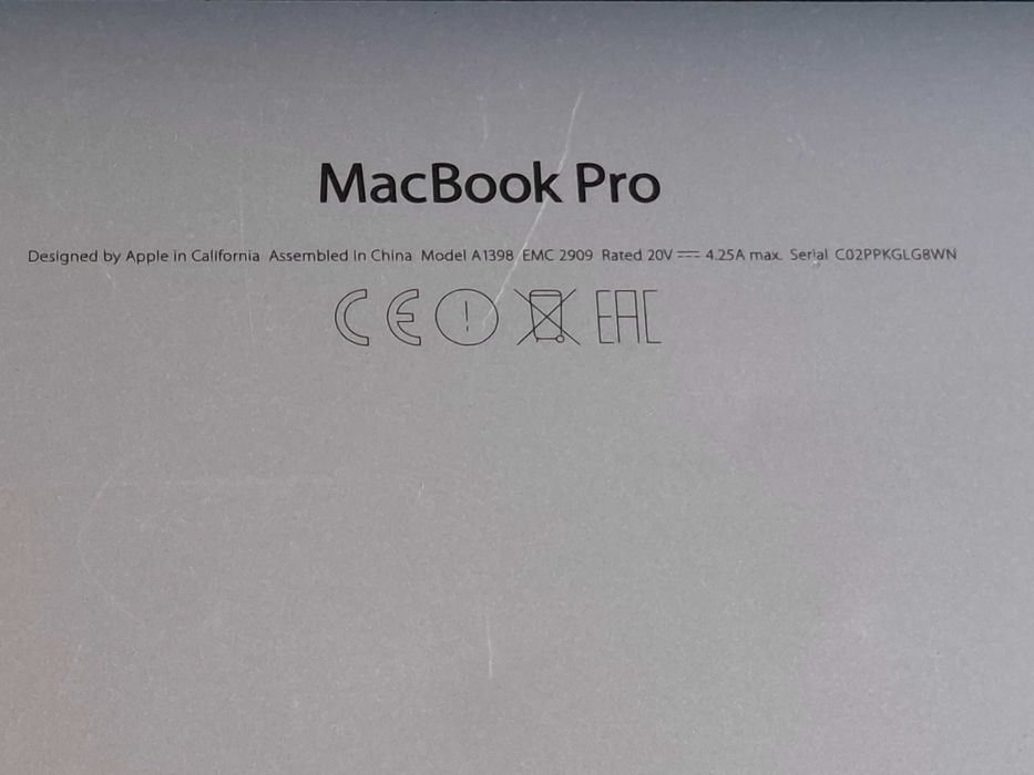 Apple MacBook Pro Retina Model A1398