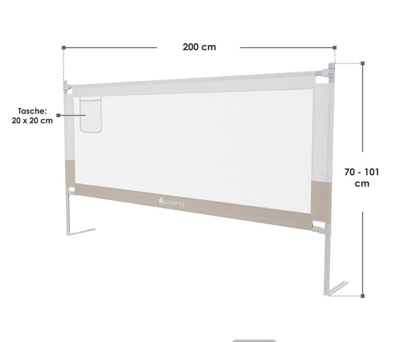 Barieră / Apărătoare de Pat pentru Copii Juskys "Jaron" (200 cm, Bej)