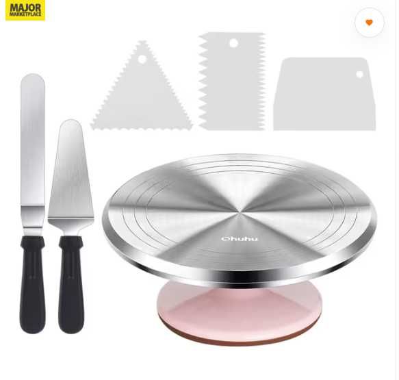 Suport Rotativ pentru Tort din Aluminiu    Set de Inele pentru Torturi