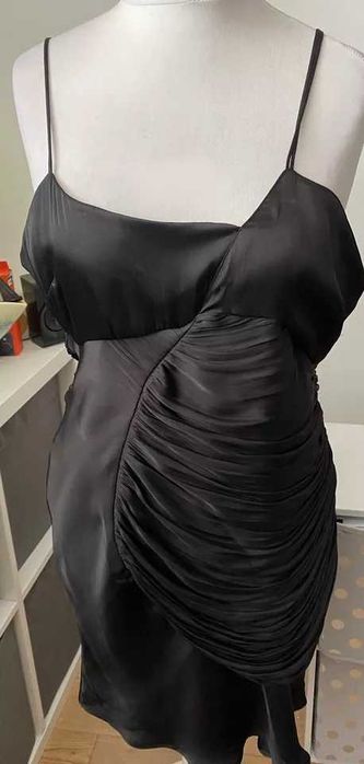 Zara rochie mini scurta neagra bretele tip corset