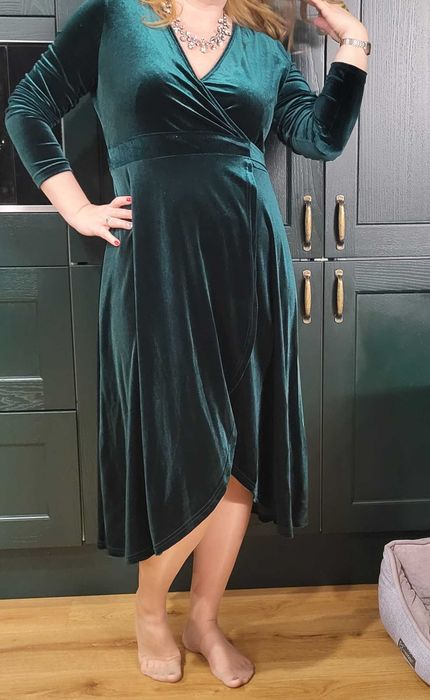 Rochie eleganta catifea verde 42/44