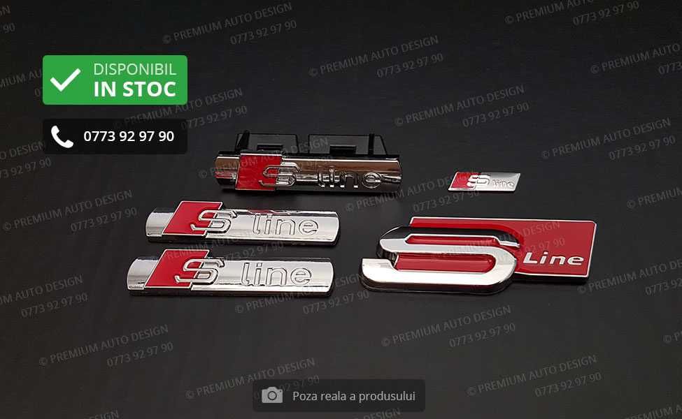 Set embleme / sigle metalice (crom / mat / negru) - Audi S line