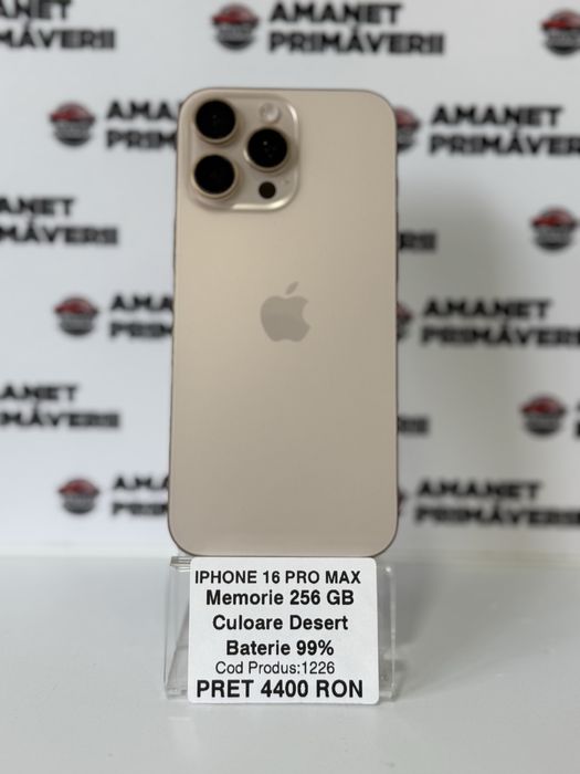 Iphone 16 Pro Max 256 Desert 99% Baterie Impecabil