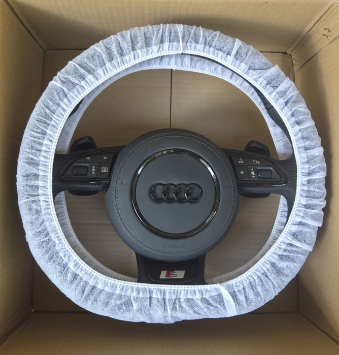 Кожен споретен волан за Ауди А1 А3 А6 А7 А8 Audi A1 A3 A6 A7 A8 тип рязан тунинг волан с пера от перфорирана кожа тип S-line RS-line