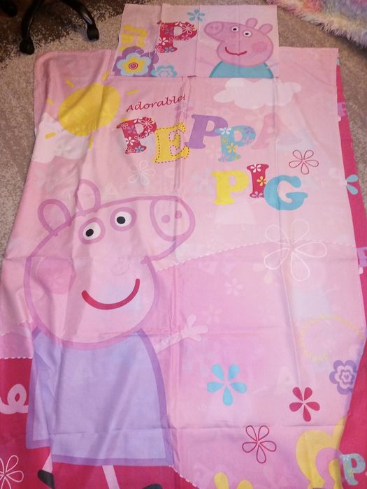 Lenjerie pat fete 1 persoana bumbac, prințese, kitty, Barbie, Peppa