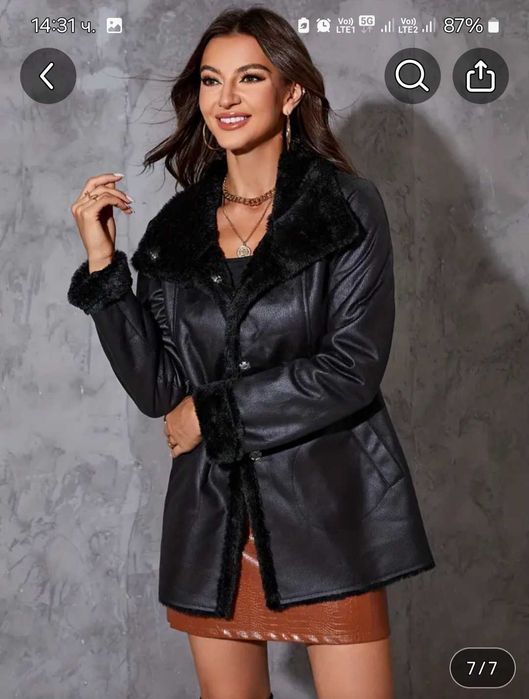 Дамско яке еко кожа ново L