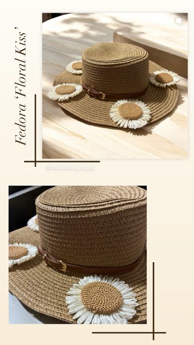 Ръчно декорирана лятна дамска шапка