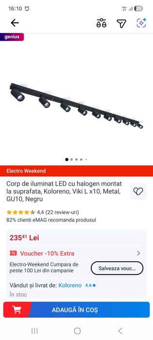 Sina cu 10 spoturi  led pentru iluminat(2buc)
