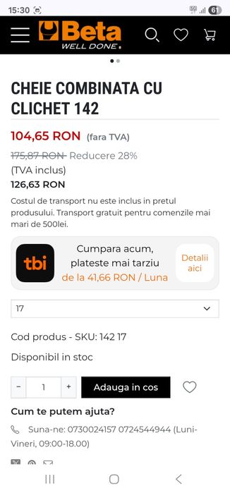 Set chei combinate cu clicket + reglabilă, Beta
