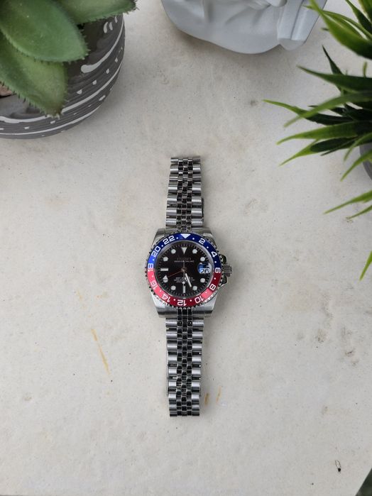 Ceas Seiko Mod GMT "Pepsi" - Automatic NH34 - Brățară Jubilee