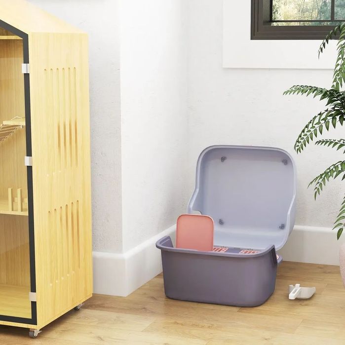 PawHut Кутия за котешка тоалетна с капак и лъжичка