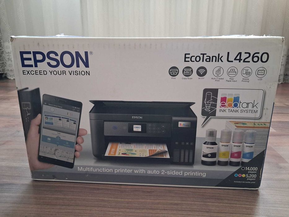 Imprimanta multifunctional Inkjet color CISS Epson EcoTank L4260, A4, Wireless