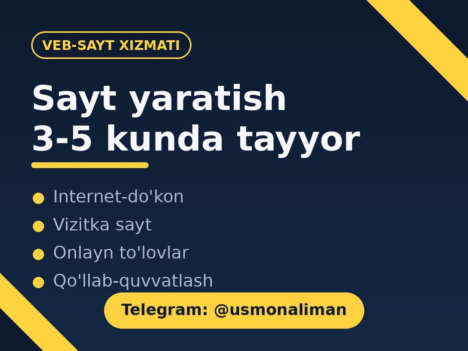 Biznes uchun dasturlash xizmatlari — bot, sayt, avtomatlashtirish