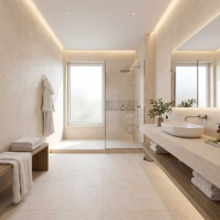 Gresie portelanata rectificata Limestone Cream F P 600X1200X8 R Mat 1L
