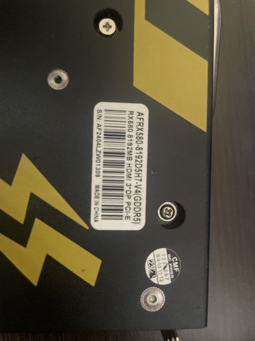 Видеокартa AFOX AFRX580  обьем 8192MB