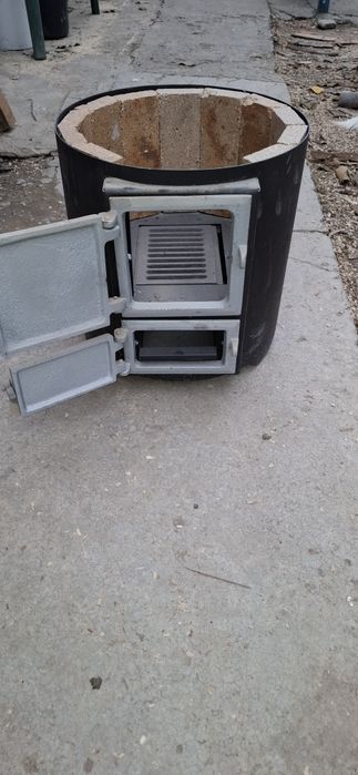 Boiler pe lemn sau curent cu focar usa fonta FM, inox, 120 l