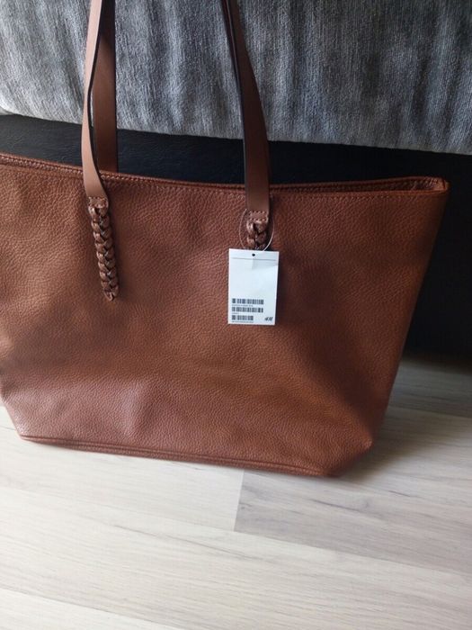 Дамска кафява кожена чанта H&M