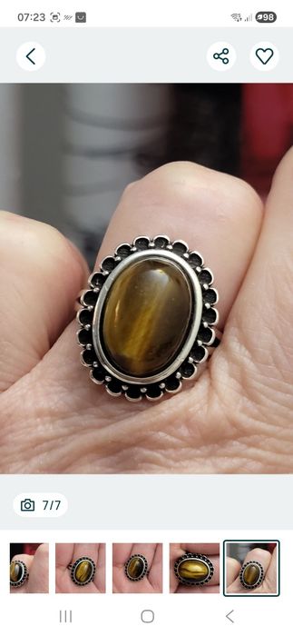 Inel argint piatră naturală ochi de tigru, Nr.7-17.3 mm si nr.8-18.1 mm