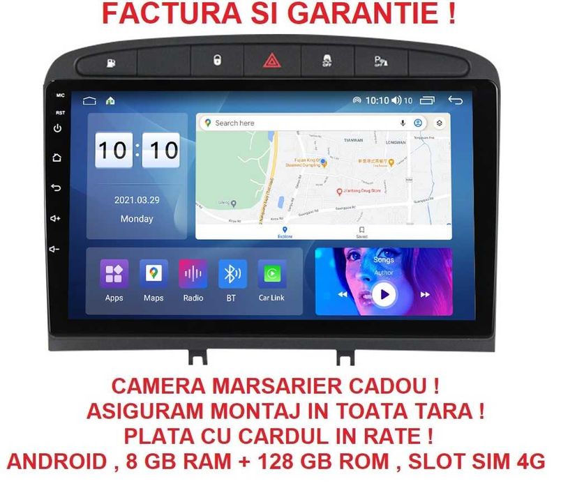 Navigatie Peugeot 308 408 din 2008 - 2020 , Garantie 2GB 4GB 8GB RAM