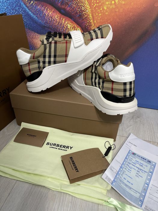 Adidasi Burberry piele naturala Full Box colectie noua