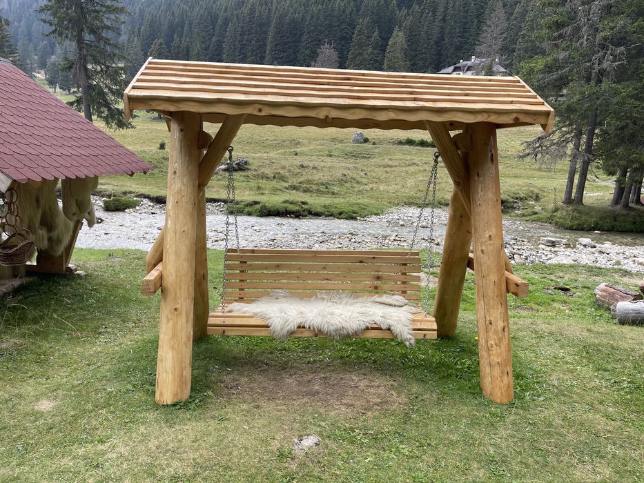 Balansoar din lemn rustic / leagan pentru copii