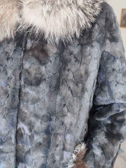 Haina lux blana naturala Vizon si Vulpe Argintie, marime 44-46, Campina PH - Ca noua