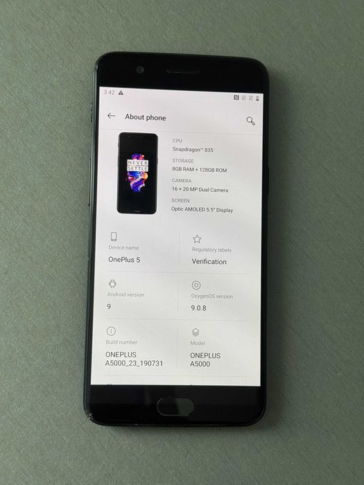 OnePlus 5 - /128 GB -8 GB RAM , android 9