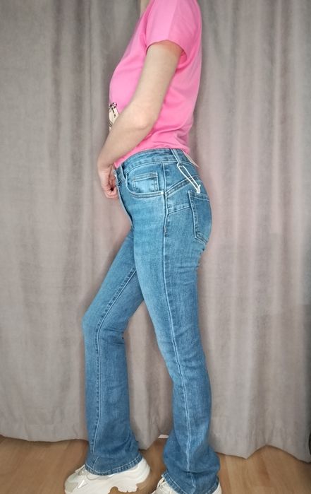 Дамски дънки с камъни, чарлстон,зелени, Baggy fit